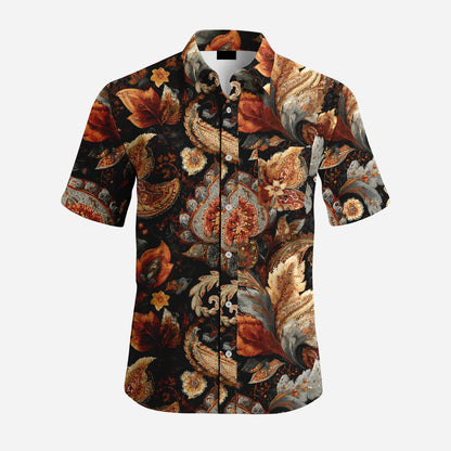 Men's Floral Pattern Hawaiian Beach Summer Single-Breasted Anti-Wrinkle Button Short Sleeve Formal Tropical Style Casual Shirt