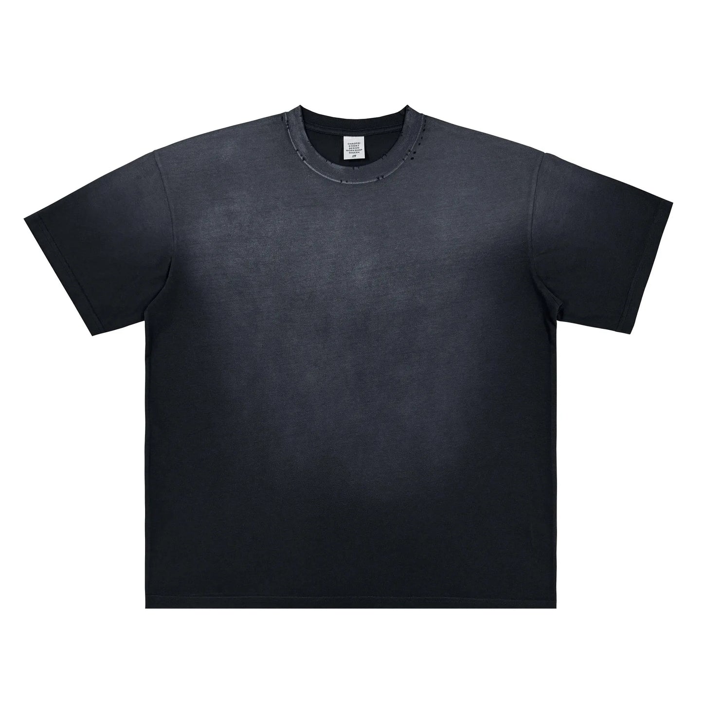 American Retro Neckline Worn Short Sleeve 250G Cotton Wash Water Old Round Neck T-shirt Men's Loose Joker T-shirt