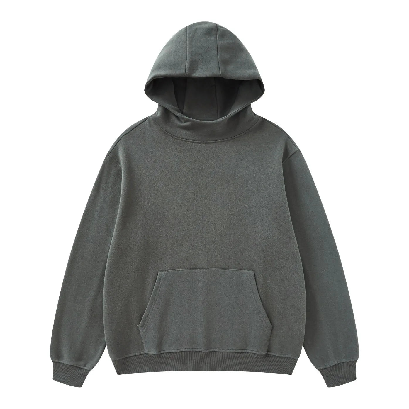 Custom Logo Embroidery Washed Vintage OEM/ODM Men's Autumn/Winter Long Solid Color Oversized Fleece Hooded Sweatshirt With Pocket