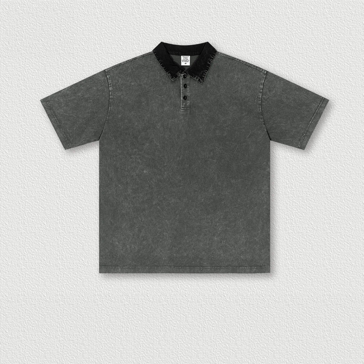 285G 100 Cotton Heavy Weight Retro POLO Shirt Men's T-shirt Loose Contrasting Color Lapel Short-sleeved T-shirt for Men