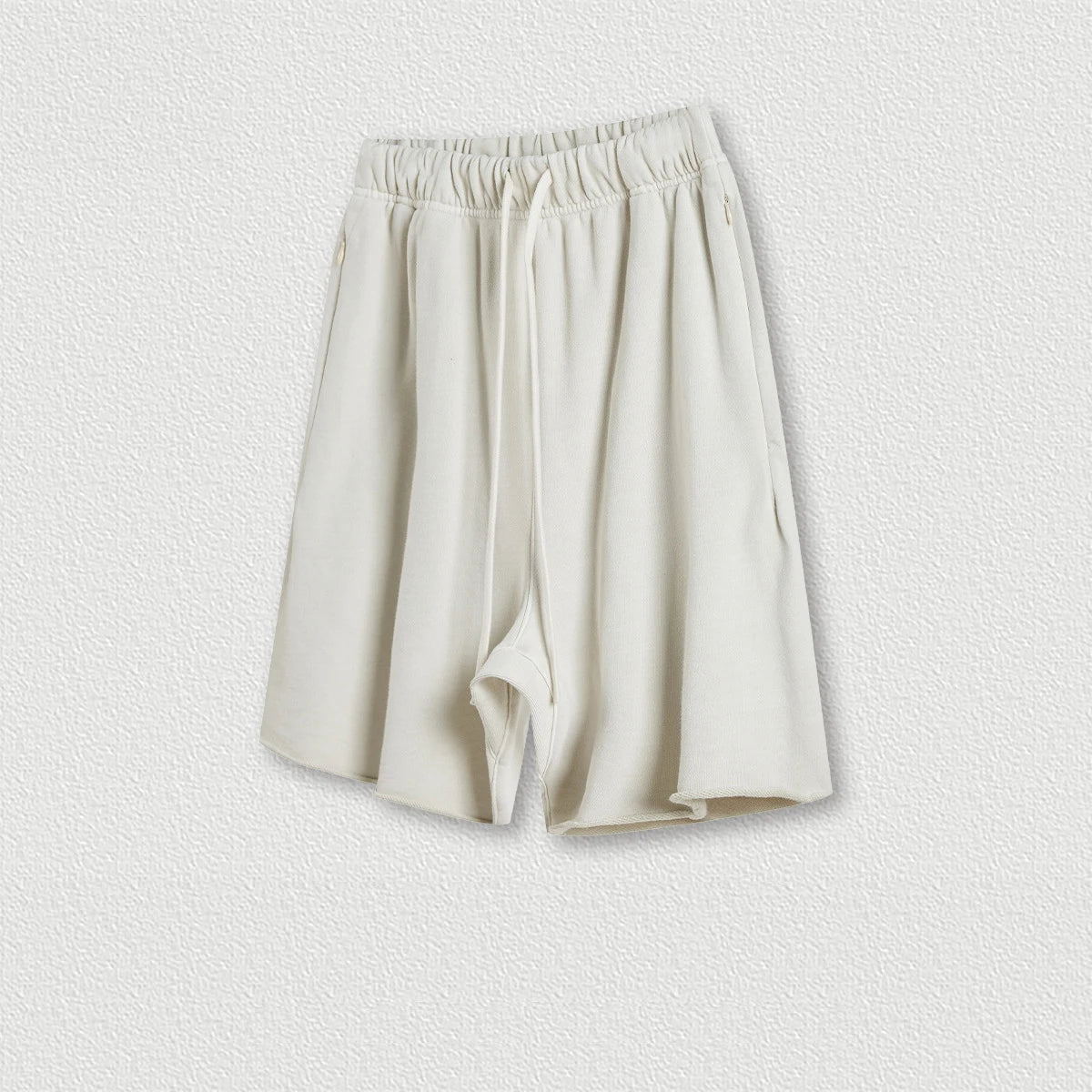 410G 100% Cotton Custom Logo Fashion Brand Retro High Street Loose Edge Shorts Summer Casual  Men's Sports Washed Shorts