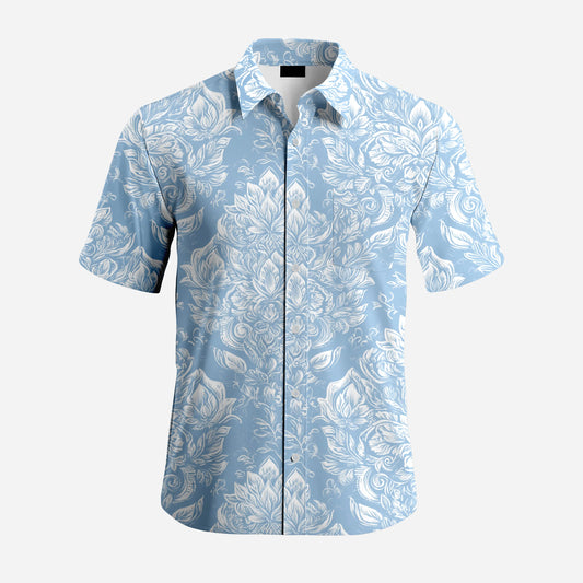 Custom Fashion Men's for Shirt Knitted Quick-Drying Tennis Golf Wear Comfortable Breathable Tropical Floral Print Hawaiian Shirt
