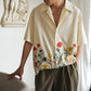 Custom 2026 Summer European American Men's Casual Short Sleeve Poplin Hawaiian Shirt Lapel Fashion Flower Vintage Men's Shirt