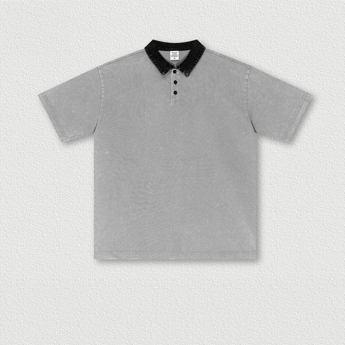285G 100 Cotton Heavy Weight Retro POLO Shirt Men's T-shirt Loose Contrasting Color Lapel Short-sleeved T-shirt for Men