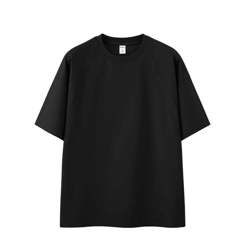 American Street Heavy High Quality Oversized T-Shirt Spring Summer New American Size Patchwork Short-Sleeved T-Shirt for Man