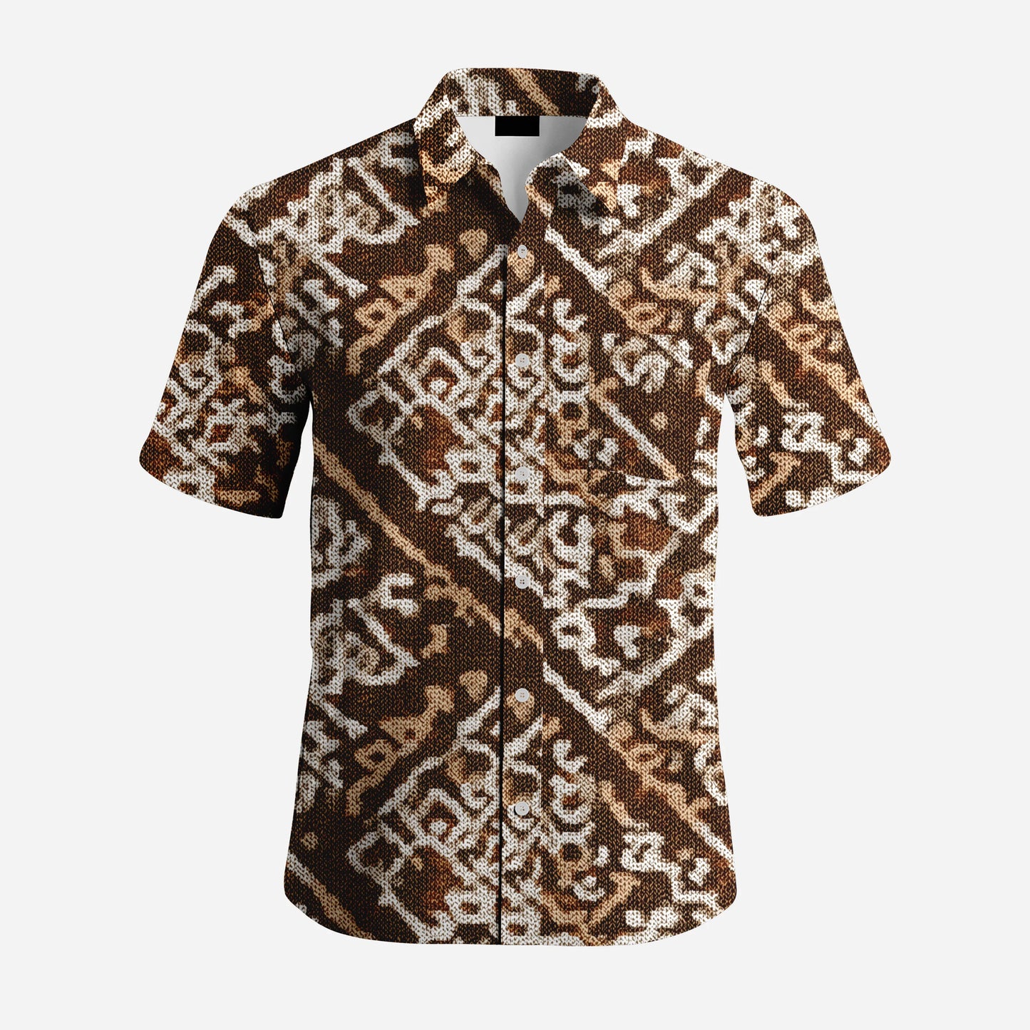 Custom Printed 100% Polyester Floral Stand Collar Casual Men's Button-Up Shirt for Beach Vacation Anti-Pilling Shirts OEM Service