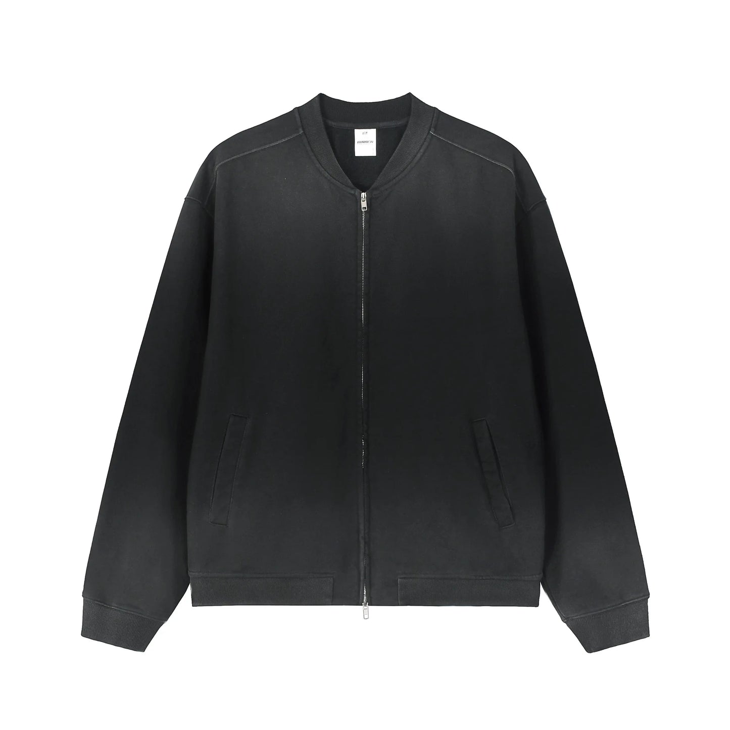 Autumn New Heavy 450G Fleece Solid Oversized Retro Washed Zipper up Hoodie Jacket Crewneck Hoodie Jacket Without Hood
