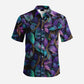 Custom Printed 100% Polyester Floral Stand Collar Casual Men's Button-Up Shirt for Beach Vacation Anti-Pilling Shirts OEM Service