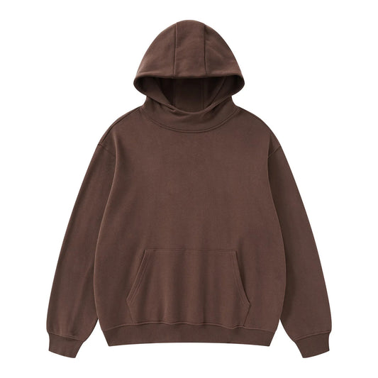 Custom Logo Embroidery Washed Vintage OEM/ODM Men's Autumn/Winter Long Solid Color Oversized Fleece Hooded Sweatshirt With Pocket