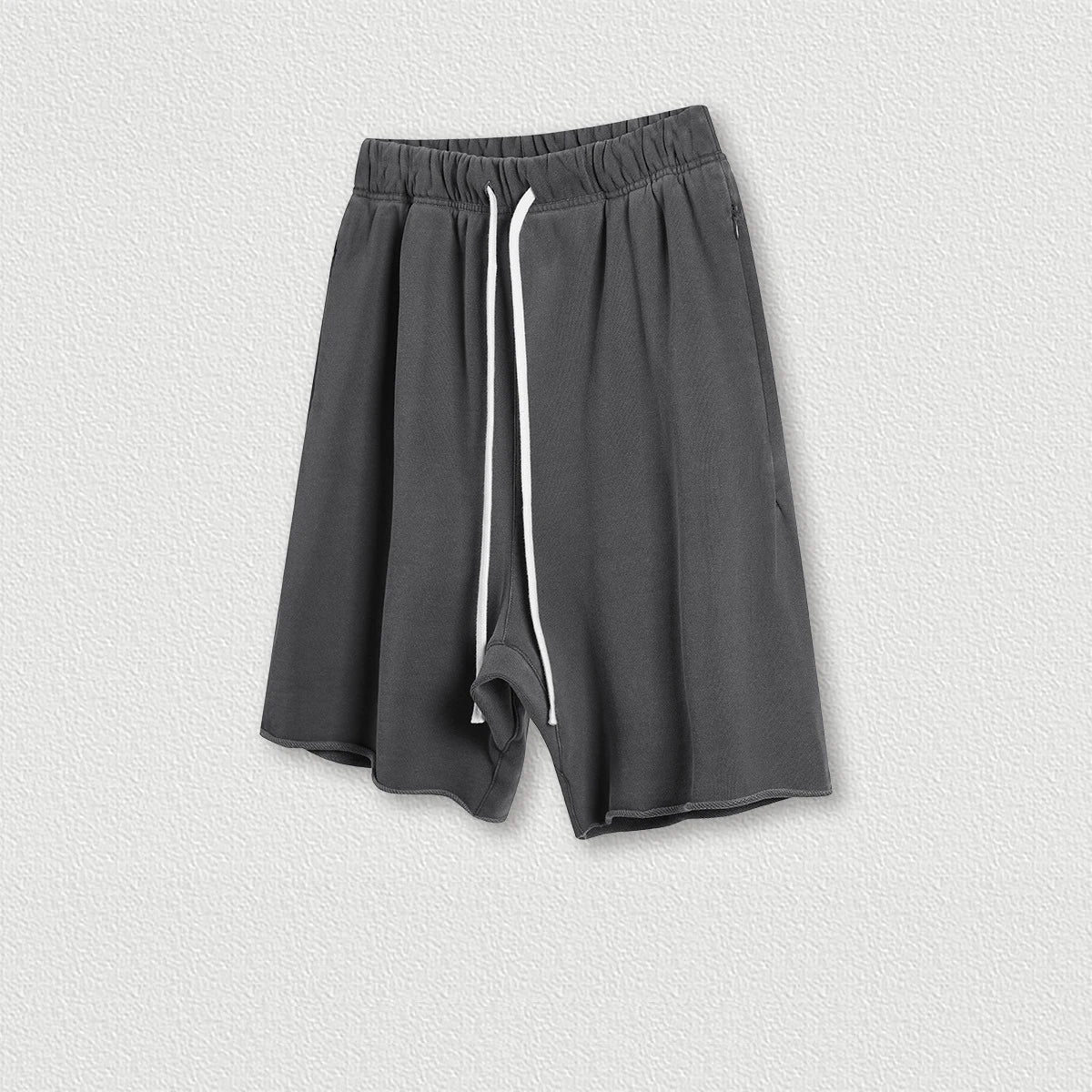 410 Grams 100% Cotton Custom Logo Fashion Brand Retro High Street Loose Edge Shorts Summer Casual Sports Washed Shorts for Men