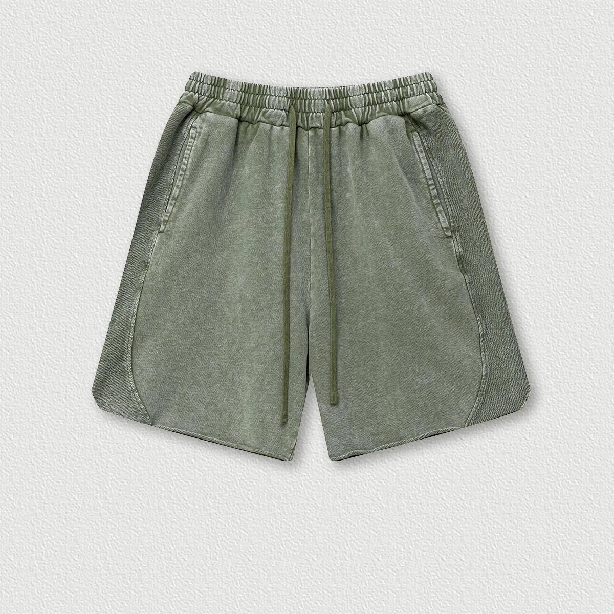 330 Grams 100% Cotton Custom logo High Street Batik Washed Old Men's Shorts Loose Mid-Pants Men Fashion Brand Casual Shorts