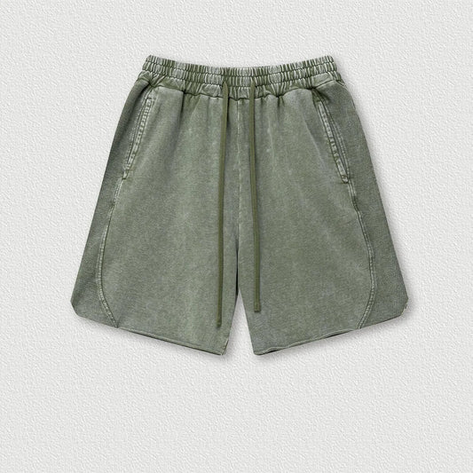 330 Grams 100% Cotton Custom logo High Street Batik Washed Old Men's Shorts Loose Mid-Pants Men Fashion Brand Casual Shorts