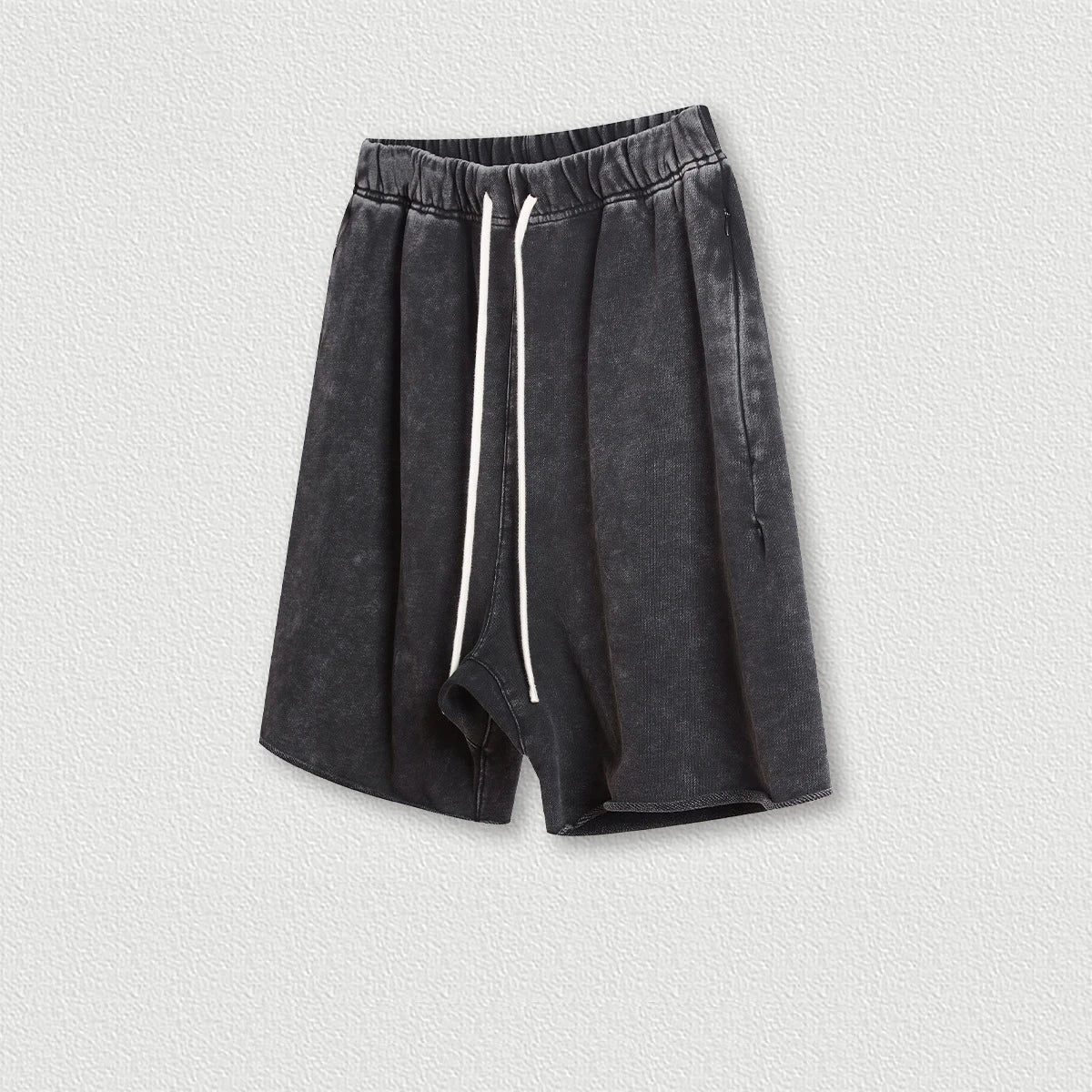 410 Grams 100% Cotton Custom Logo Fashion Brand Retro High Street Loose Edge Shorts Summer Casual Sports Washed Shorts for Men