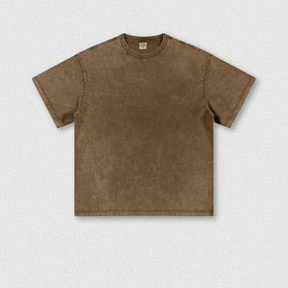 260G Custom Logo Heavyweight 100% Cotton Washing T-shirt Retro Trendy Brand Teenager Loose Blanks T-shirt for Men