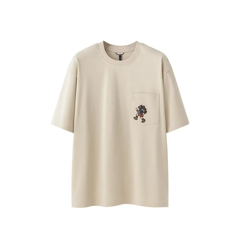 240G Sports Embroidered Pocket T-shirt 6 in 1 Cool Quick-drying Short Sleeves T-shirt for Men
