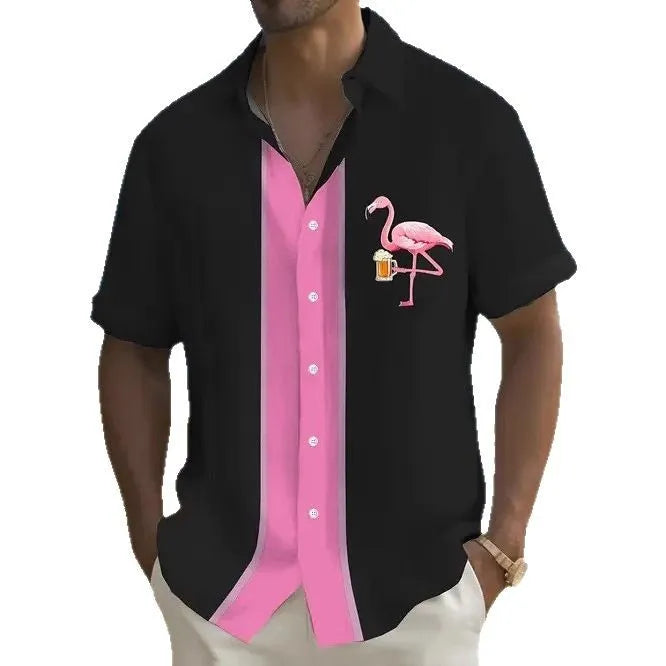 2026 Summer New Hawaiian Floral 3D Digital Printed Polyester Casual Loose Fit Youth Pop Turn-down Collar Men's Shirt