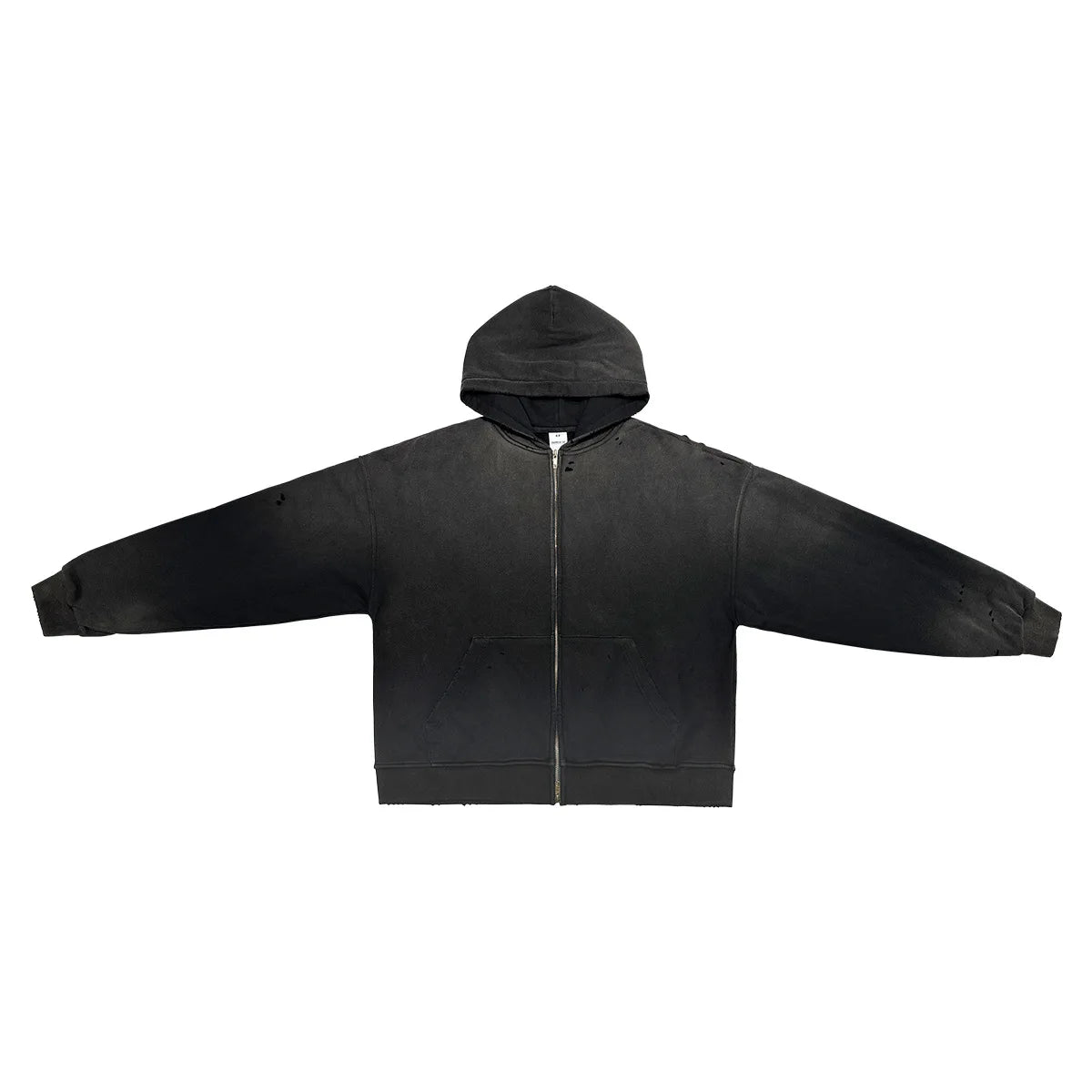 Custom Logo Embroidery Washed Vintage OEM/ODM Men's Autumn Zipper-Up 100% Cotton Long Solid Color Oversized Fleece Sweatshirt