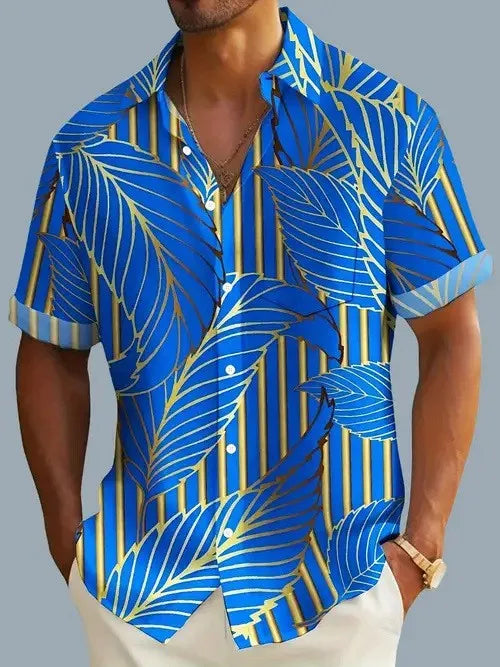 2026 Summer New Hawaiian Floral 3D Digital Printed Polyester Casual Loose Fit Youth Pop Turn-down Collar Men's Shirt