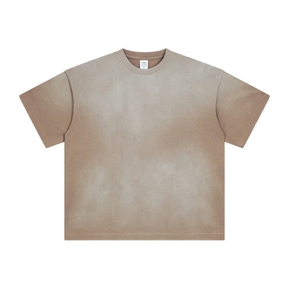 Men' Summer New Stitching Short Sleeve 260g Washed to Make Daily White Shirt Men's American Retro Pure Cotton Short Tshirt