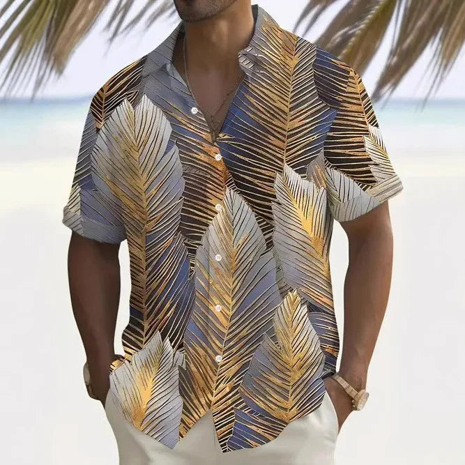 2026 Summer New Hawaiian Floral 3D Digital Printed Polyester Casual Loose Fit Youth Pop Turn-down Collar Men's Shirt