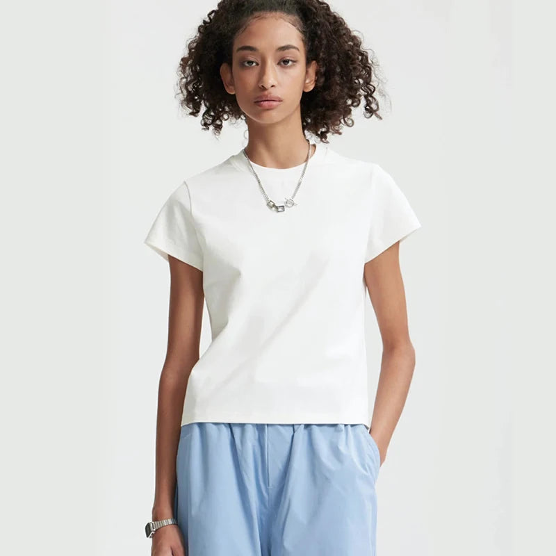 2026 Spring Summer Collection Heavy 260G Fashion Brand T-Shirts Casual Sorona Loose Drop Shoulder Short Sleeves Knitted