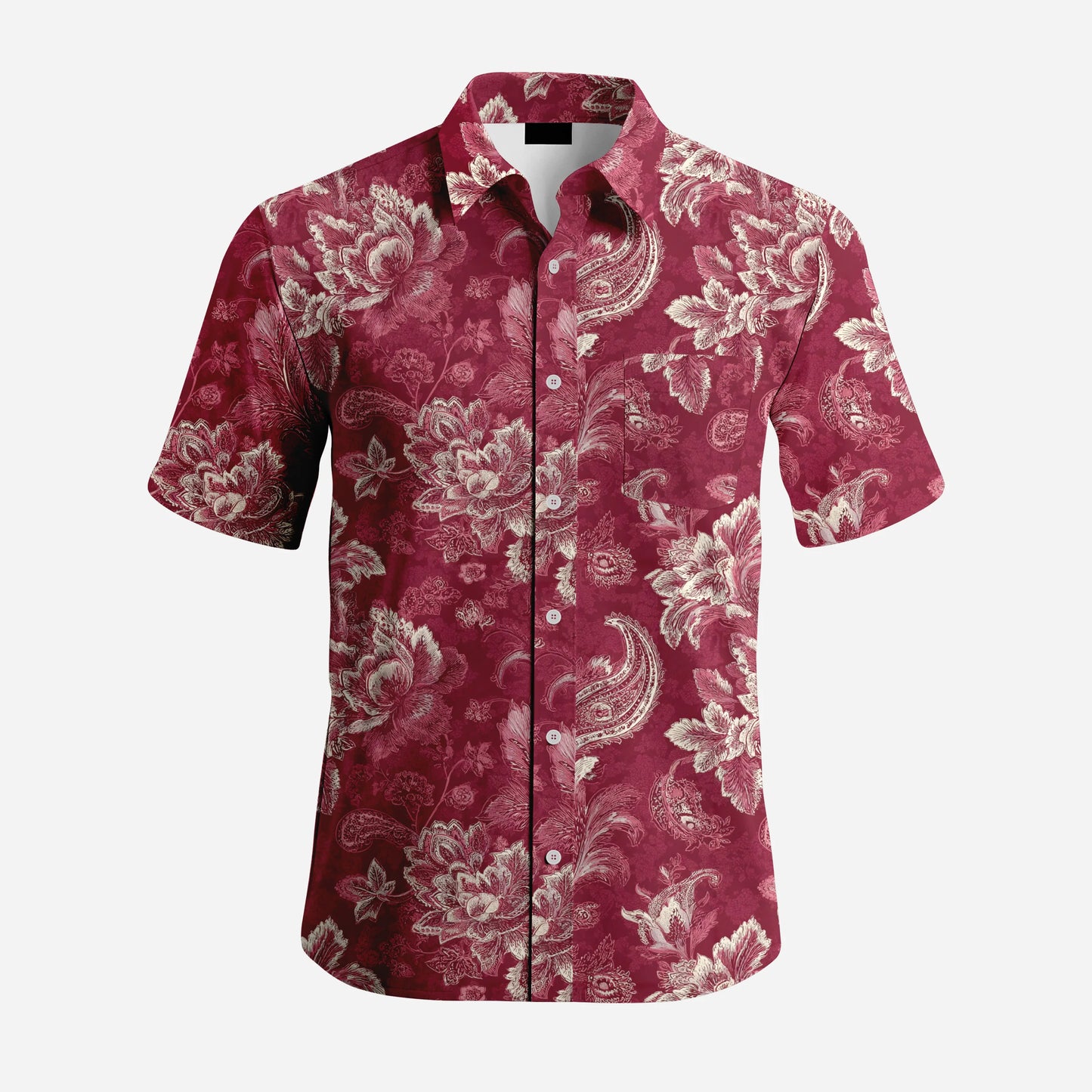 2026 Custom Short Sleeve Stand Collar Casual Shirt Men Slim Fit Summer Floral Printed Eco-Friendly UV Protection Hawaiian Shirt