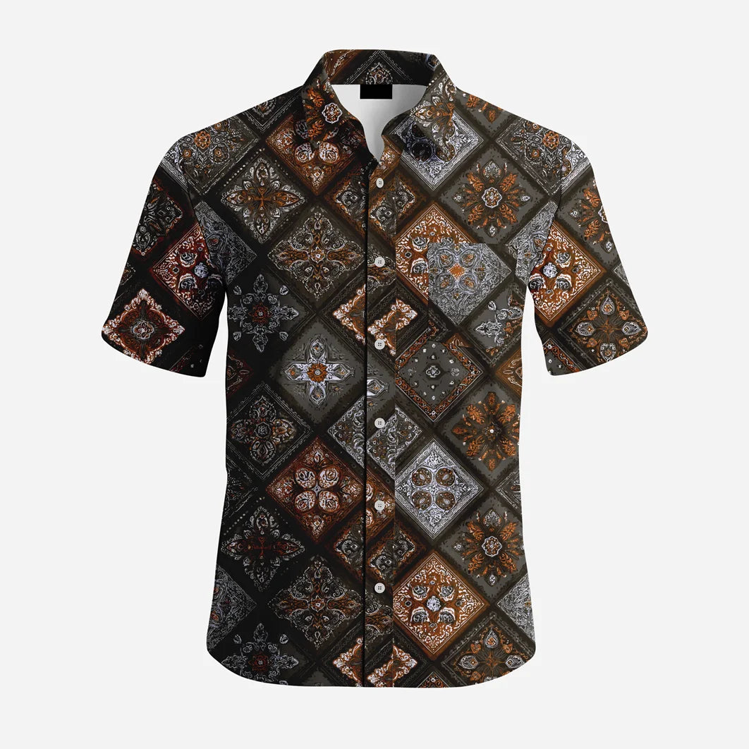 Custom Summer National Characteristics Pattern Men's New Digital Printing Shirt Short Sleeved Shorts Leisure Sets Hawaiian Shirt
