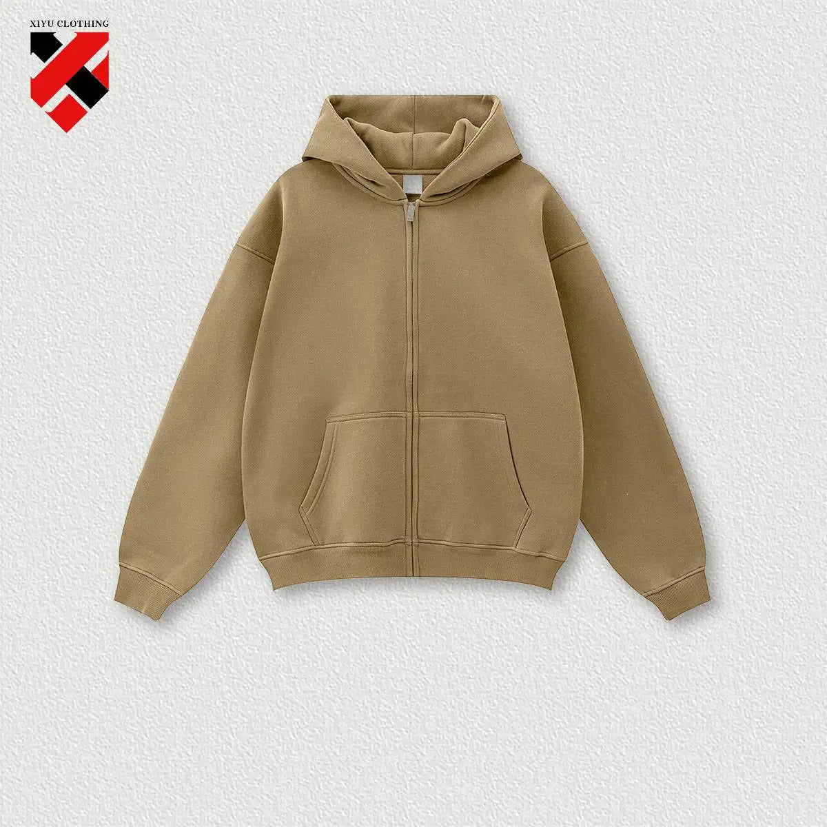 345G Custom Logo Heavyweight Men's Casual Hoodie Velvet Hooded Cardigan Sweatshirt Suit Men's  Plus Size Trendy Hoodie