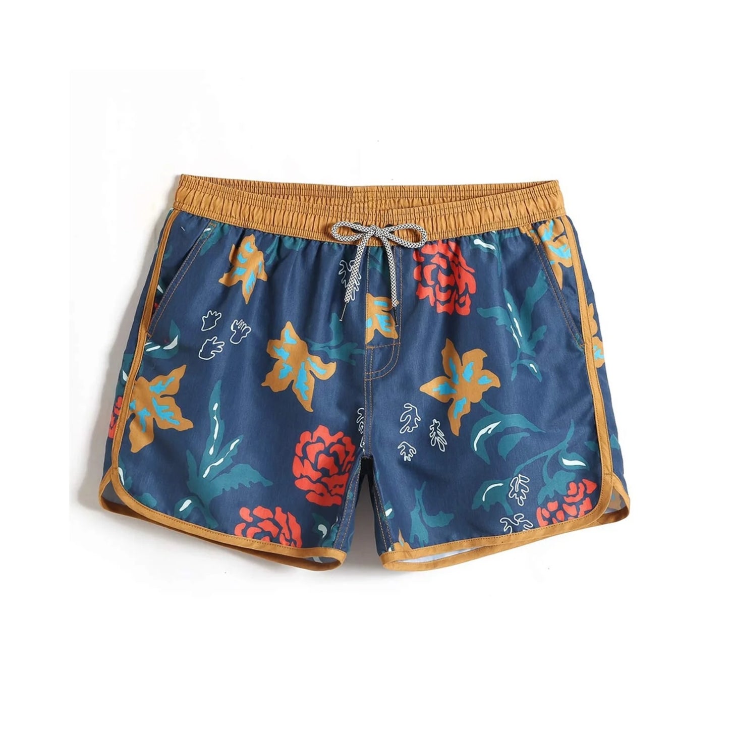 Custom Logo Men's Breathable Swim Shorts Relaxing Mid Waist Hot Shorts Drawstring Closure for Pool Beach Shorts