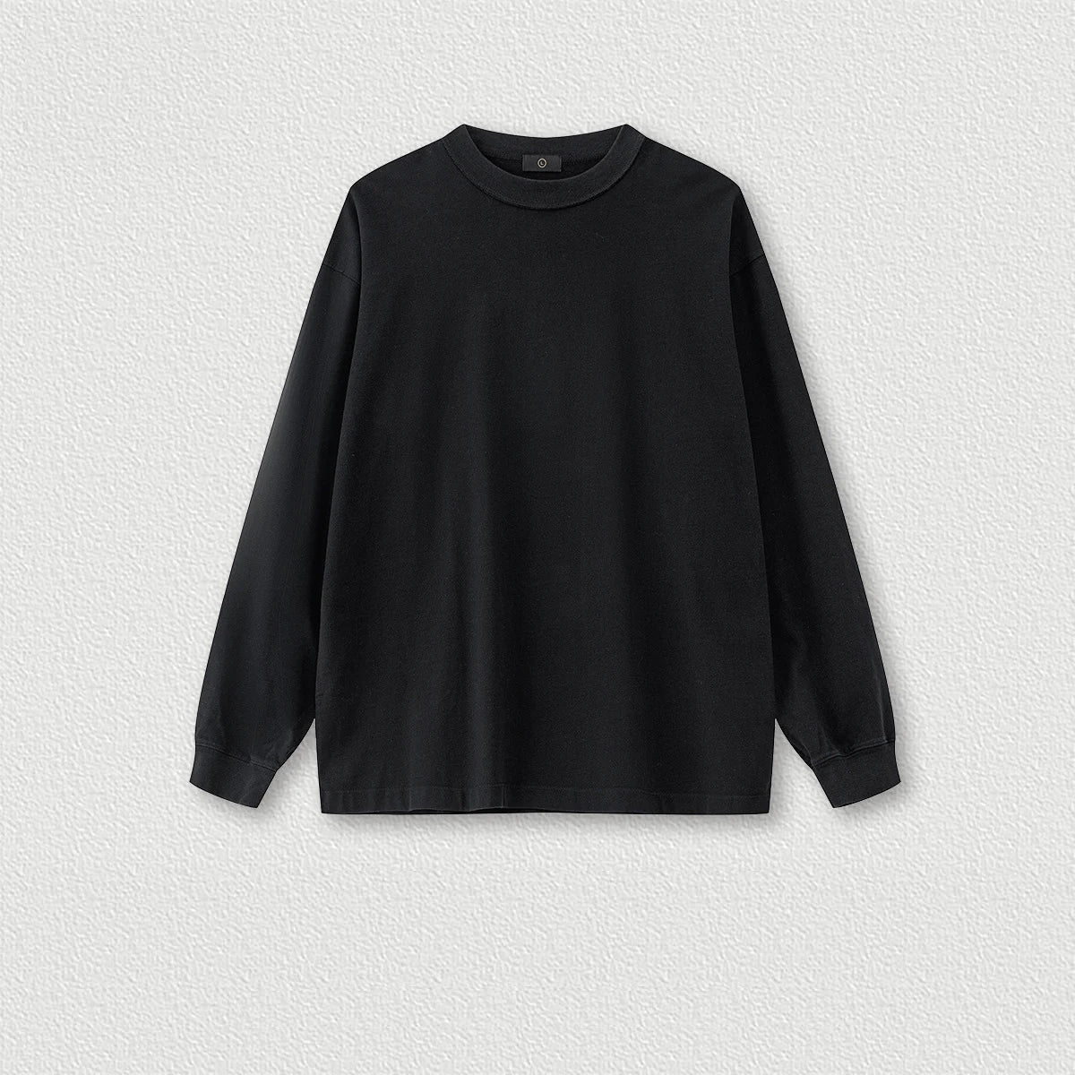 250G 100% Cotton Heavy Weight High Street Reverse Stitching Oversize Retro Men's Round Neck Washed Long Sleeve T-shirt