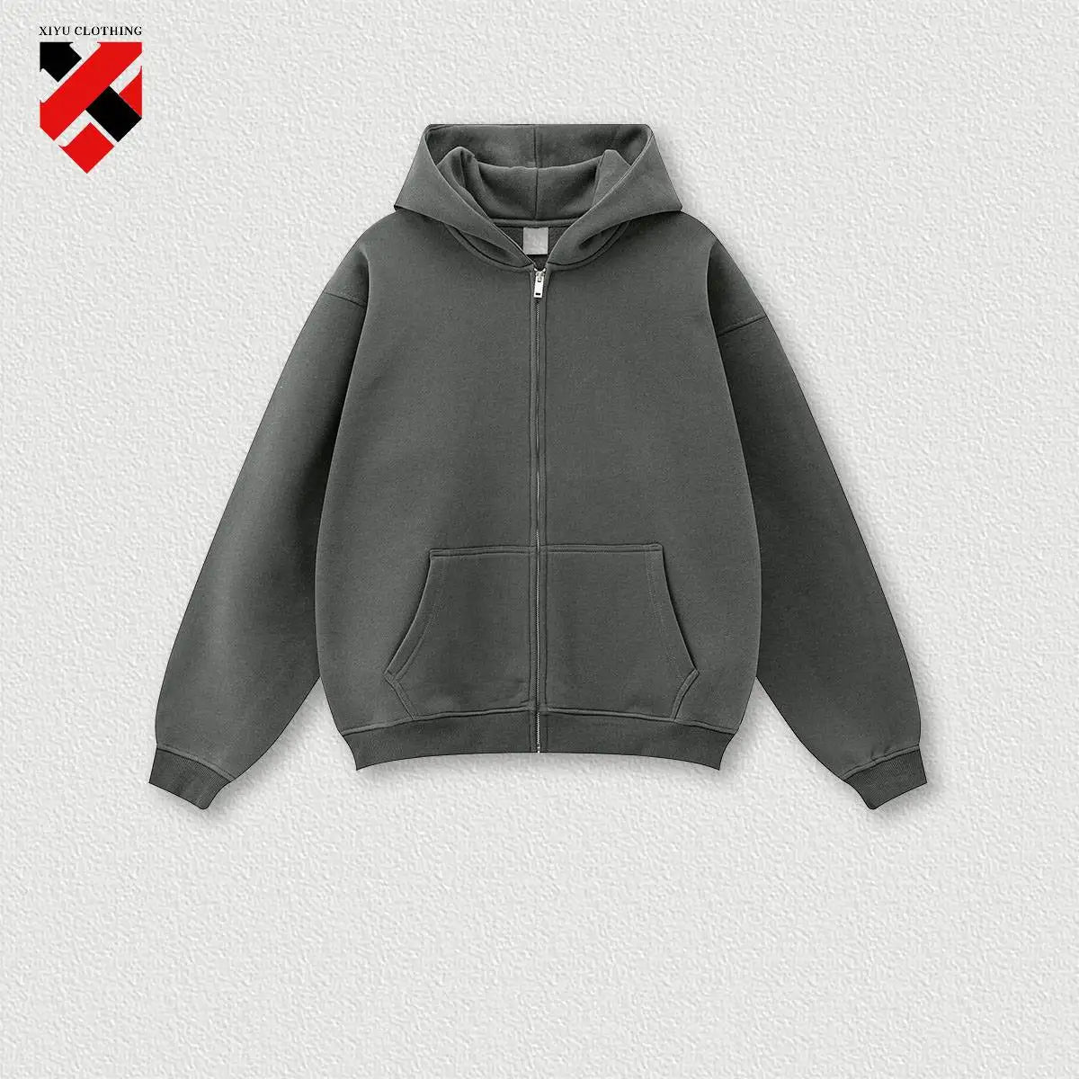 345G Custom Logo Heavyweight Men's Casual Hoodie Velvet Hooded Cardigan Sweatshirt Suit Men's  Plus Size Trendy Hoodie