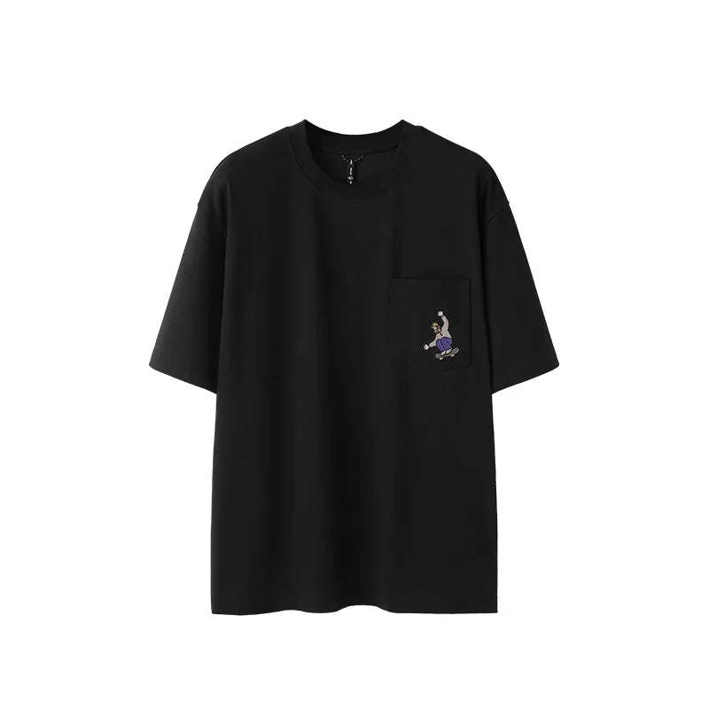 240G Sports Embroidered Pocket T-shirt 6 in 1 Cool Quick-drying Short Sleeves T-shirt for Men