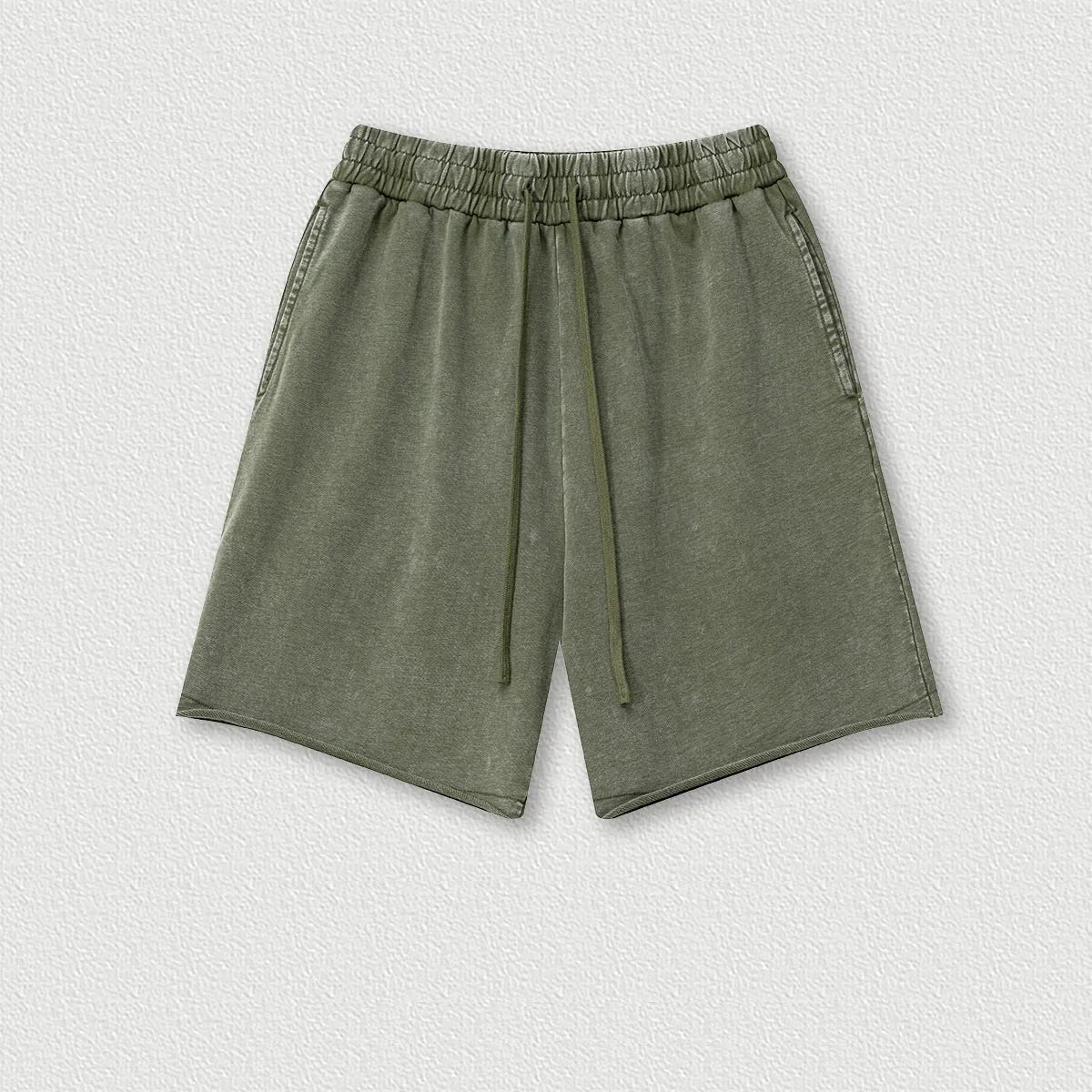 330G 100% Cotton Custom Summer Retro Street Trend Neutral Style Casual Five-point Pants Washing Loose Curly Shorts Men