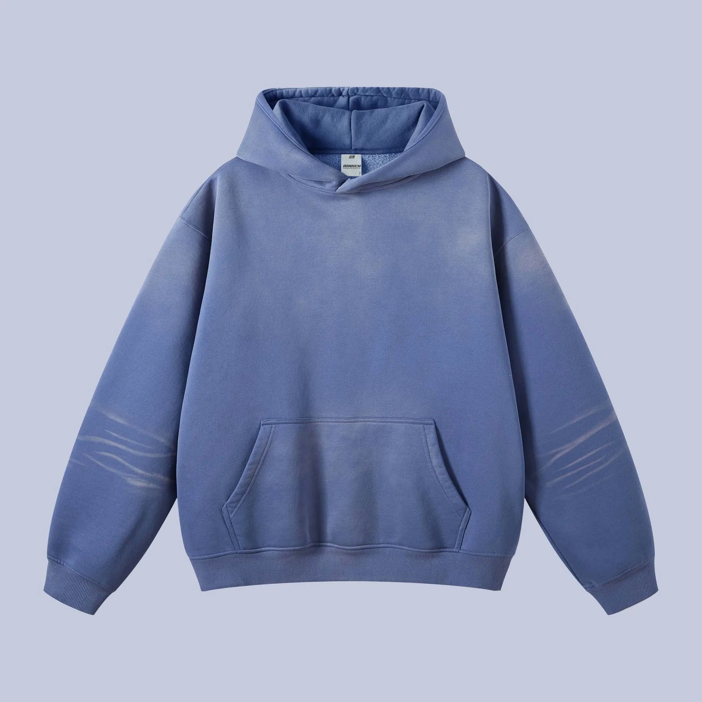 OEM/ODM Custom Logo 375g Autumn Winter American Loose Wash Water Make Fleece Hooded Sweater Solid Color Hoodie