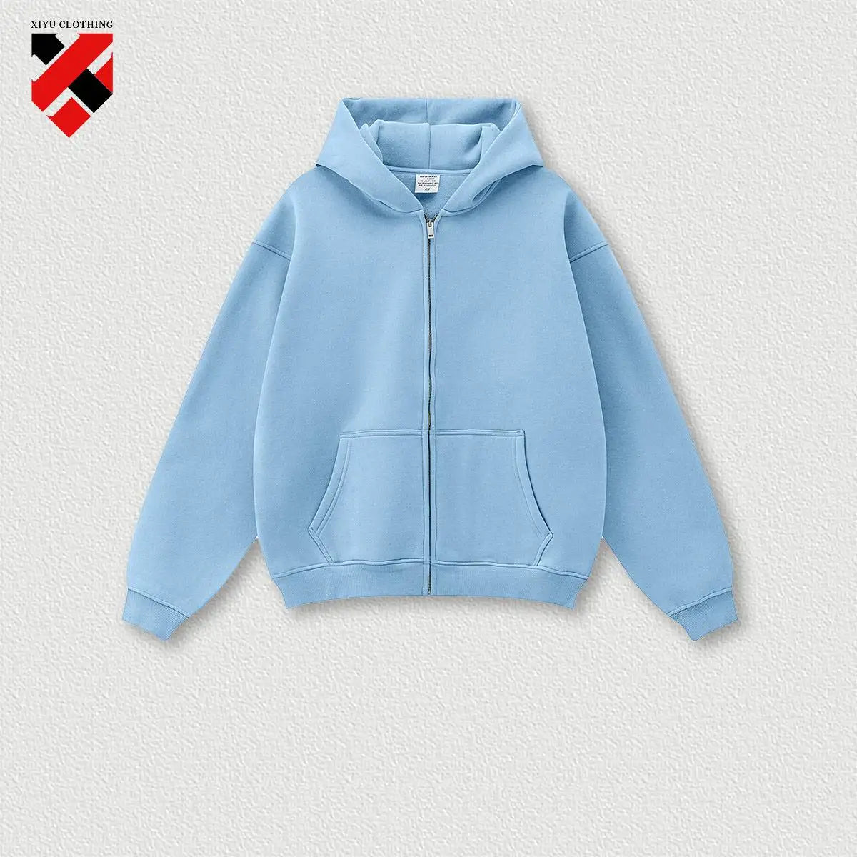 345G Custom Logo Heavyweight Men's Casual Hoodie Velvet Hooded Cardigan Sweatshirt Suit Men's  Plus Size Trendy Hoodie