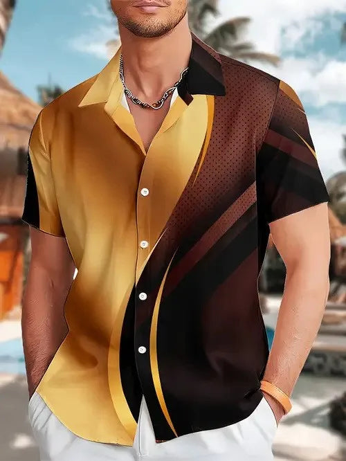 2026 Summer New Hawaiian Floral 3D Digital Printed Polyester Casual Loose Fit Youth Pop Turn-down Collar Men's Shirt