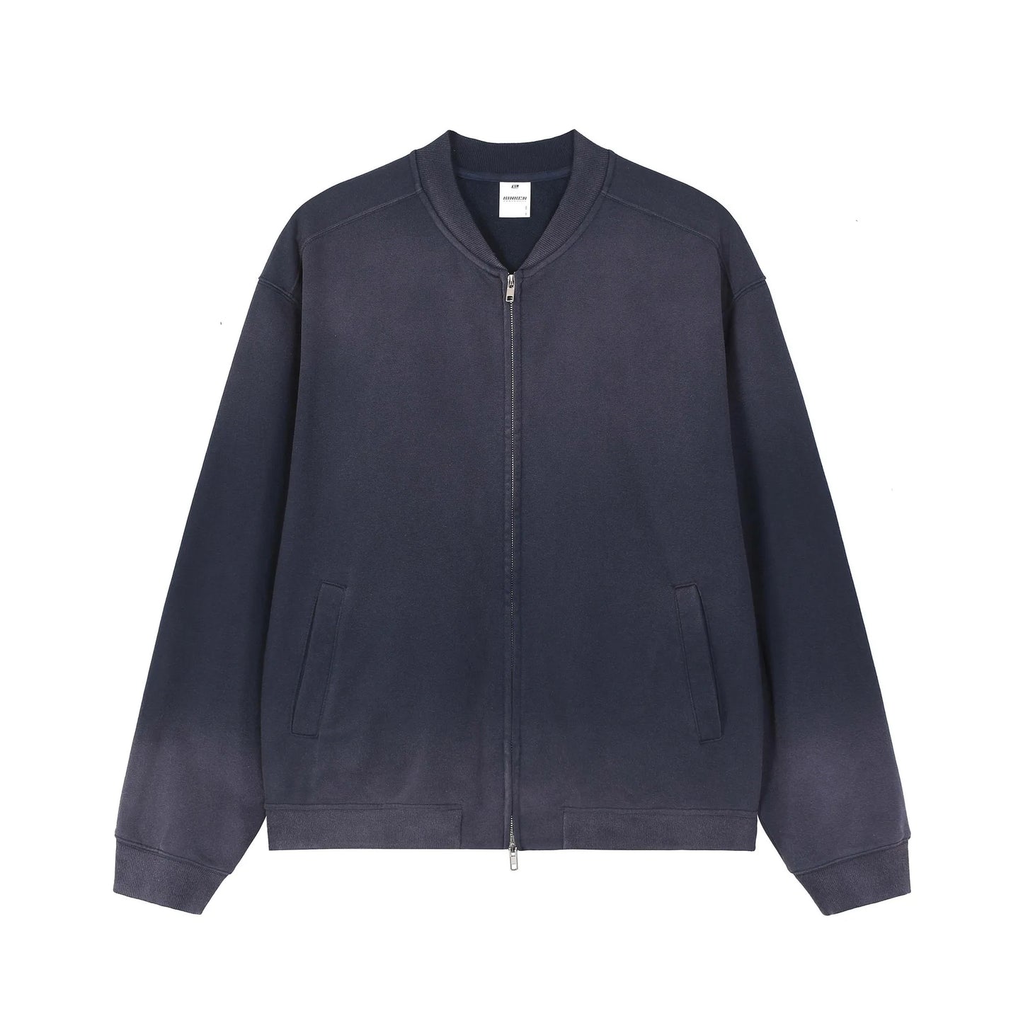 Autumn New Heavy 450G Fleece Solid Oversized Retro Washed Zipper up Hoodie Jacket Crewneck Hoodie Jacket Without Hood