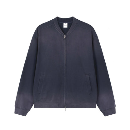 Autumn New Heavy 450G Fleece Solid Oversized Retro Washed Zipper up Hoodie Jacket Crewneck Hoodie Jacket Without Hood