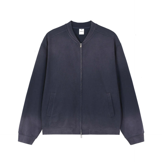 Autumn New Heavy 450G Fleece Solid Oversized Retro Washed Zipper up Hoodie Jacket Crewneck Hoodie Jacket Without Hood