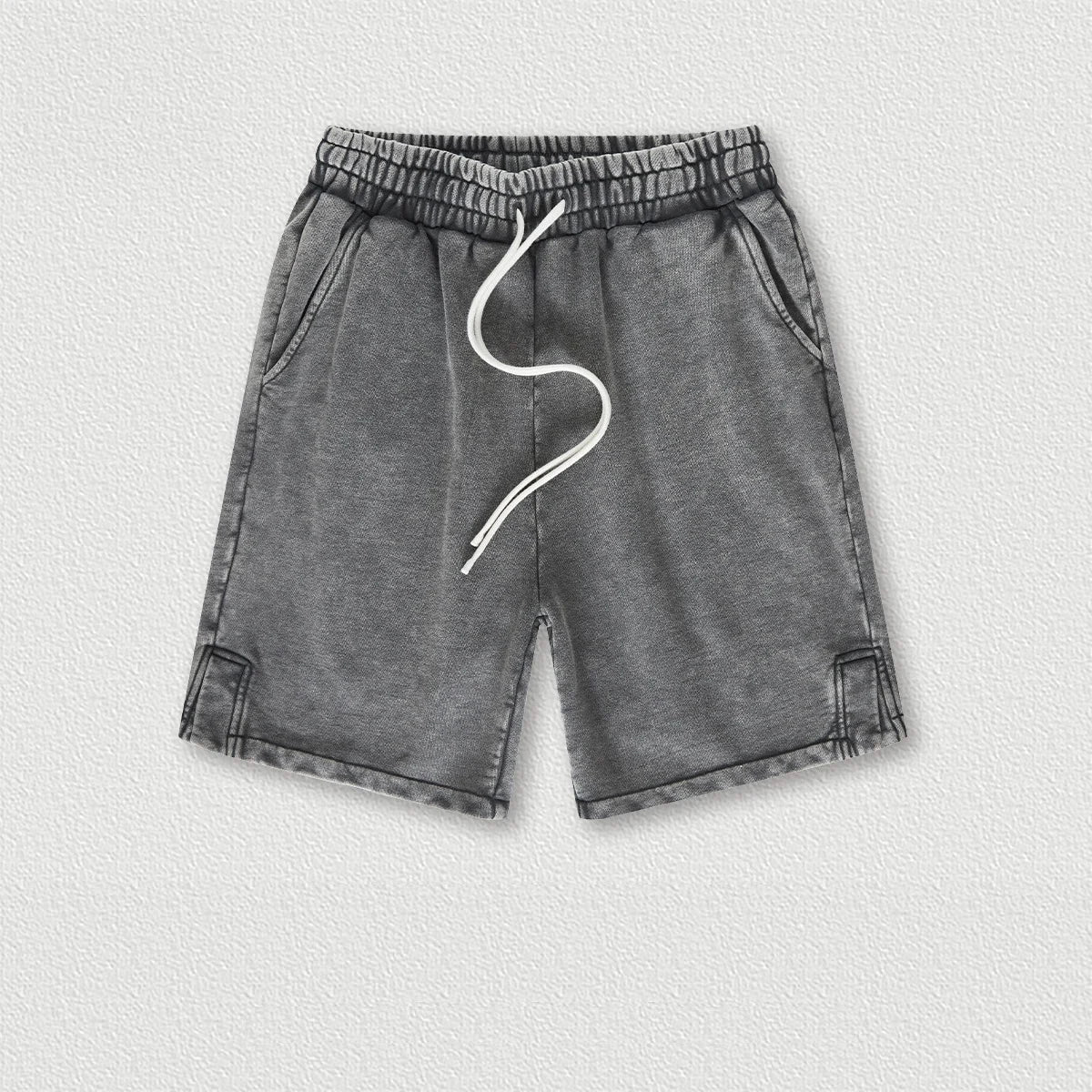 350 Grams 100% Cotton Custom Logo Heavy Weight Retro Wash-slit American Trendy Brand Men's Five-point Men's Shorts