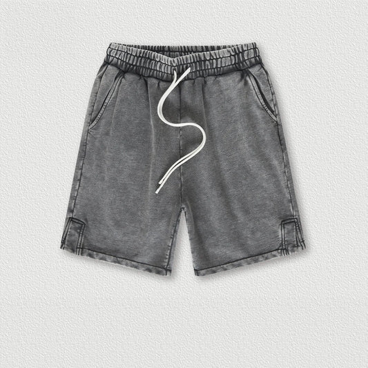 350 Grams 100% Cotton Custom Logo Heavy Weight Retro Wash-slit American Trendy Brand Men's Five-point Men's Shorts