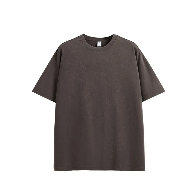 100% Cotton 265 Grams Retro Spray-dyeed Snowflake T-shirt Trendy Brand New Products Loose Street Round Neck Short Sleeves
