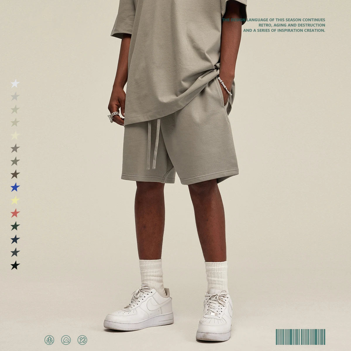 440 Grams 100% Cotton Custom Logo Heavy Teenager Trendy Men Loose Five-point Pants Men Sports Style Casual Shorts