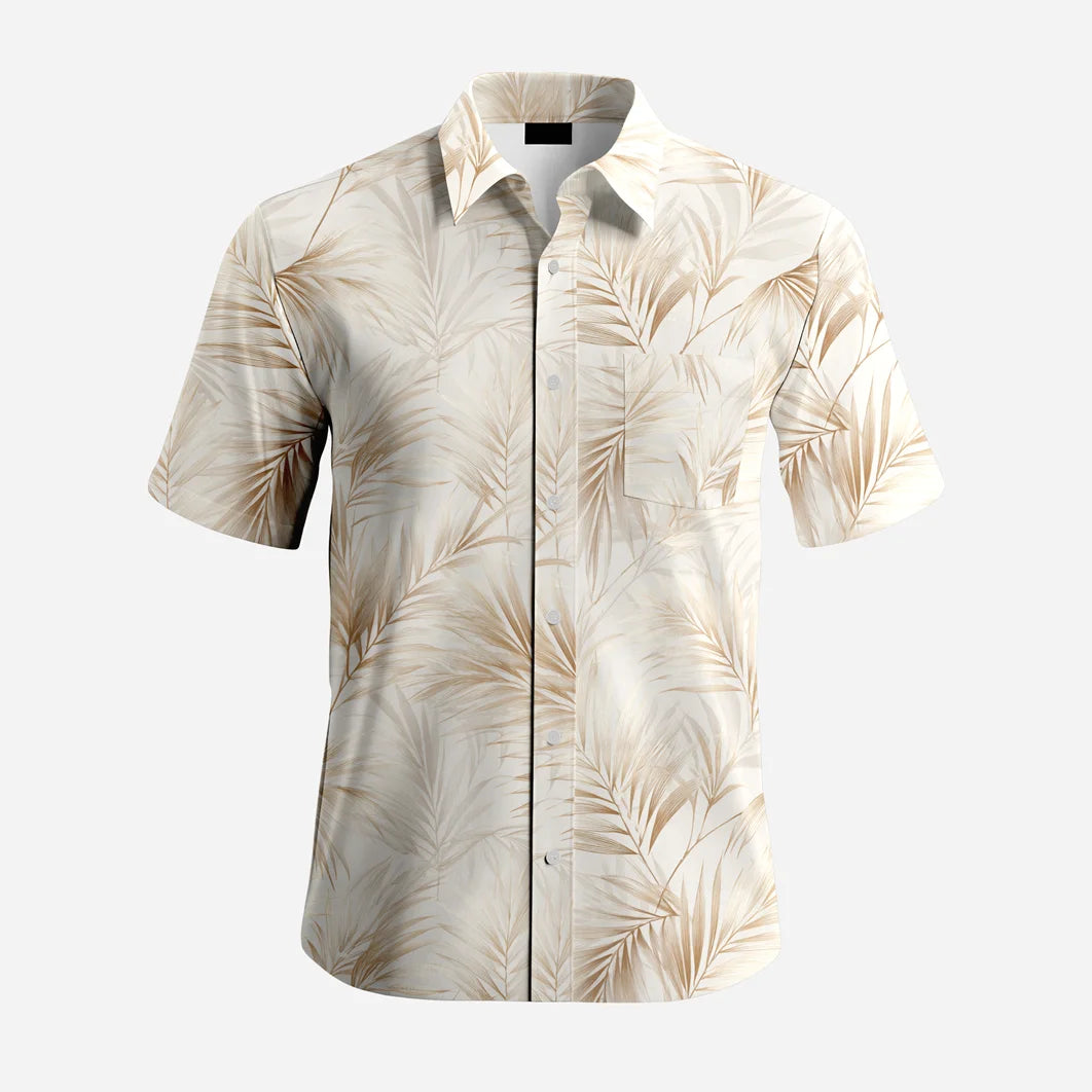 Custom Professional 100% Polyester Stand Collar Hawaiian Shirts Breathable Summer Fashion Matching Set OEM Beach Shirt