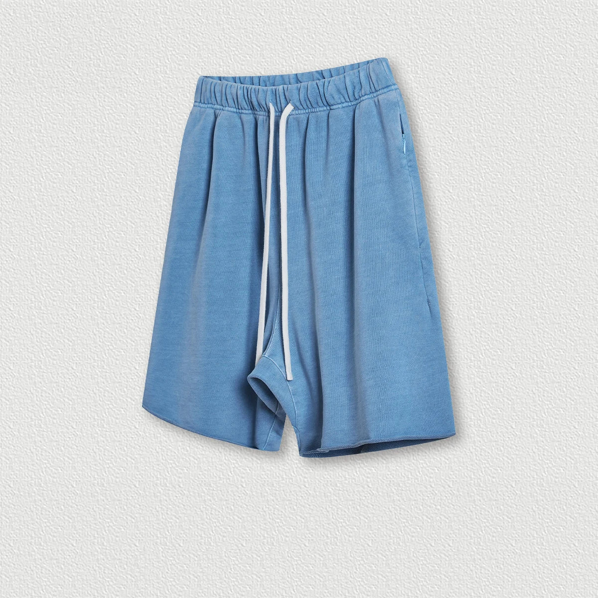 410G 100% Cotton Custom Logo Fashion Brand Retro High Street Loose Edge Shorts Summer Casual  Men's Sports Washed Shorts