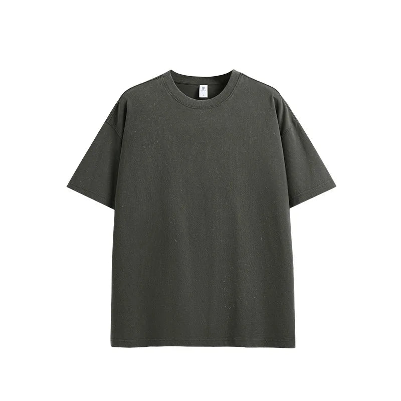 100% Cotton 265 Grams Retro Spray-dyeed Snowflake T-shirt Trendy Brand New Products Loose Street Round Neck Short Sleeves