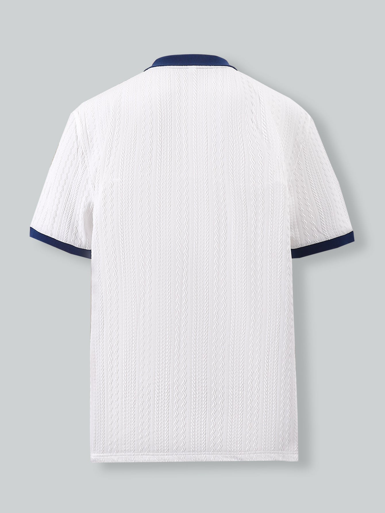 Men's Navy Collar Polo Shirt - Breathable Textured Fabric, Classic Style