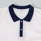 Men's Navy Collar Polo Shirt - Breathable Textured Fabric, Classic Style