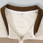 Men's Beige and Brown Textured Polo Shirt - Contrast Collar with Herringbone Pattern & Two-Tone Chest Bands