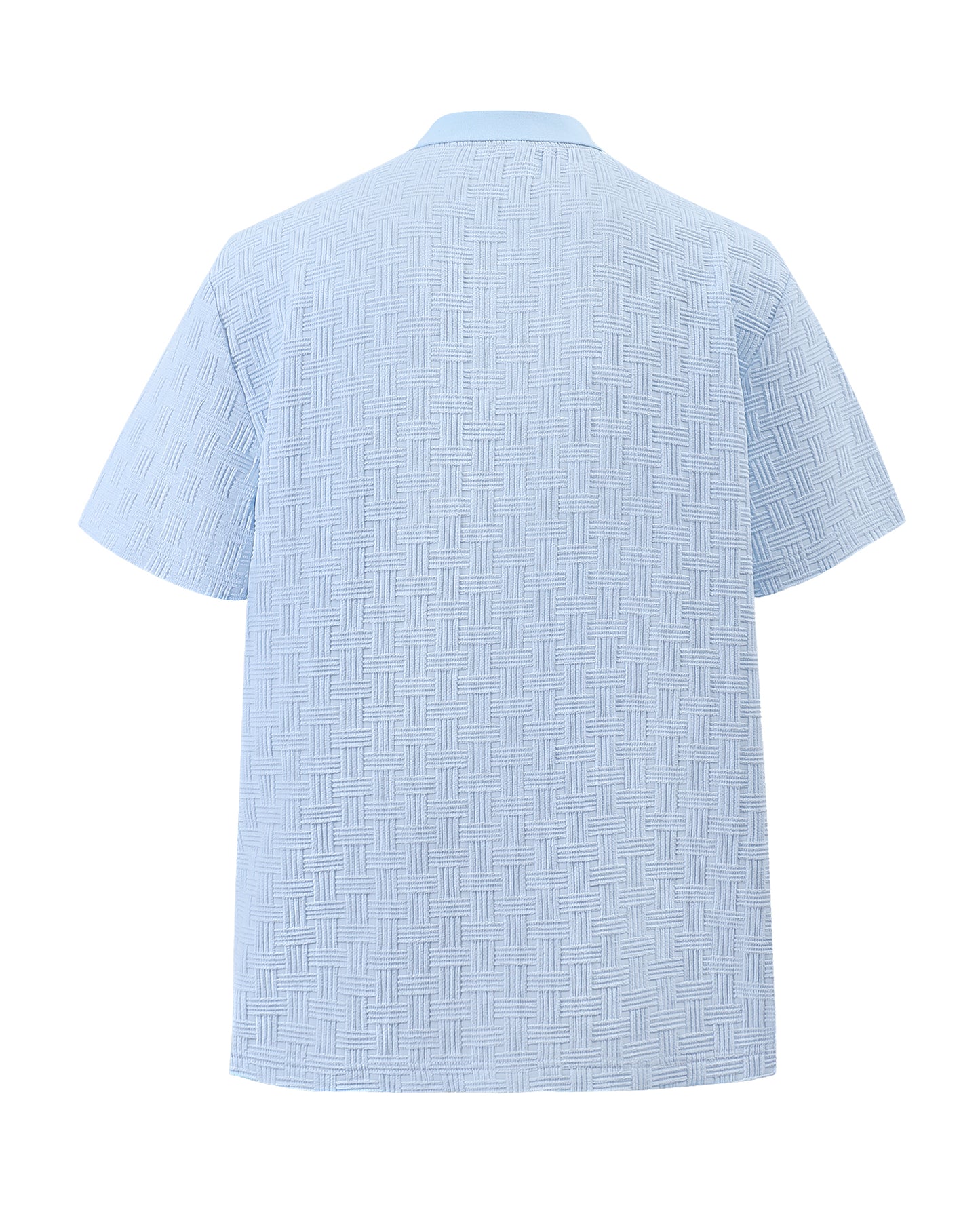 Light Blue Woven Texture Polo Shirt - Breathable & Classic